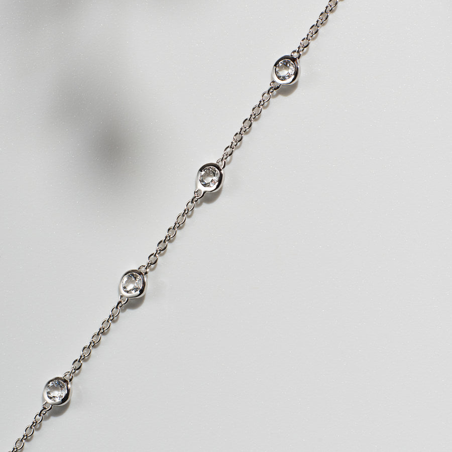 Sterling Silver Bracelet with White Topaz