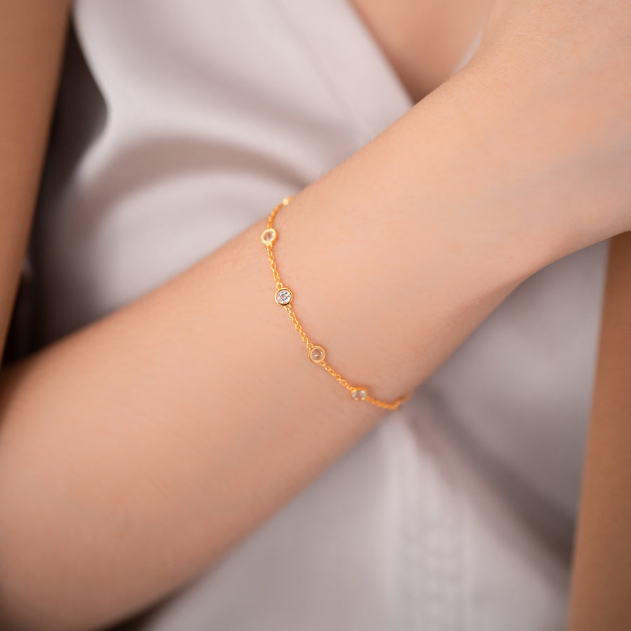 18K Gold Vermeil Bracelet with White Topaz