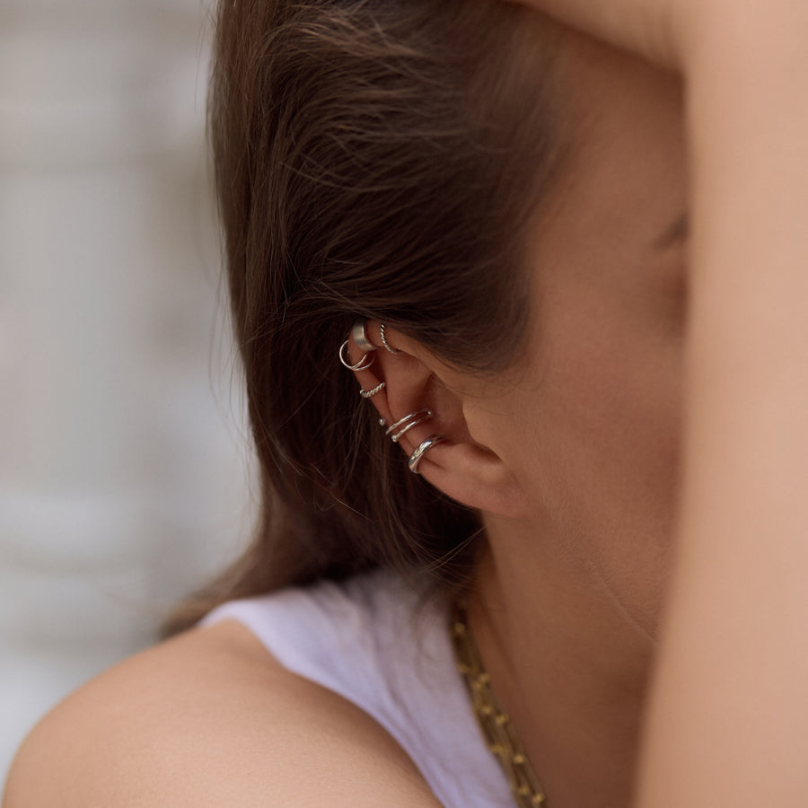 Sterling Silver Wide Matte Helix Cuff