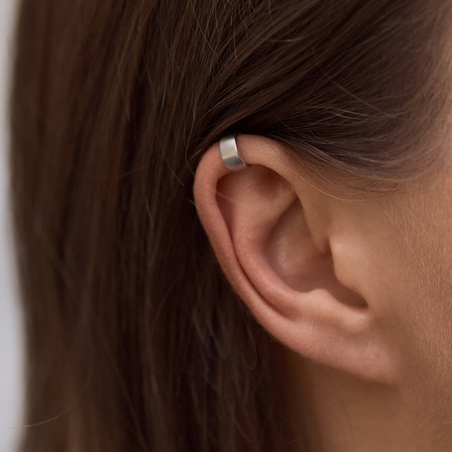 Sterling Silver Wide Matte Helix Cuff