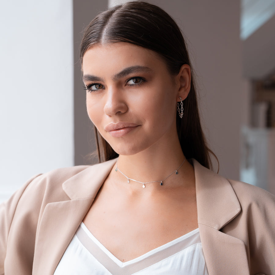 Sterling Silver Chain Hoop Earrings