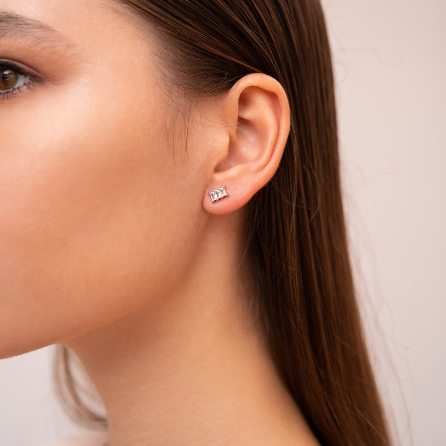 Sterling Silver Earrings with Baguette Topaz