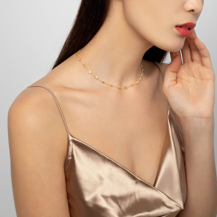 18K Gold Vermeil Choker Necklace with White Topaz