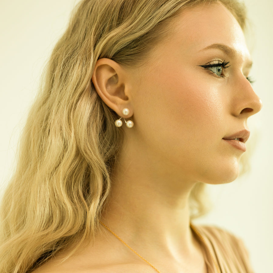 Mono Jacket Earring with Natural Freshwater Pearl