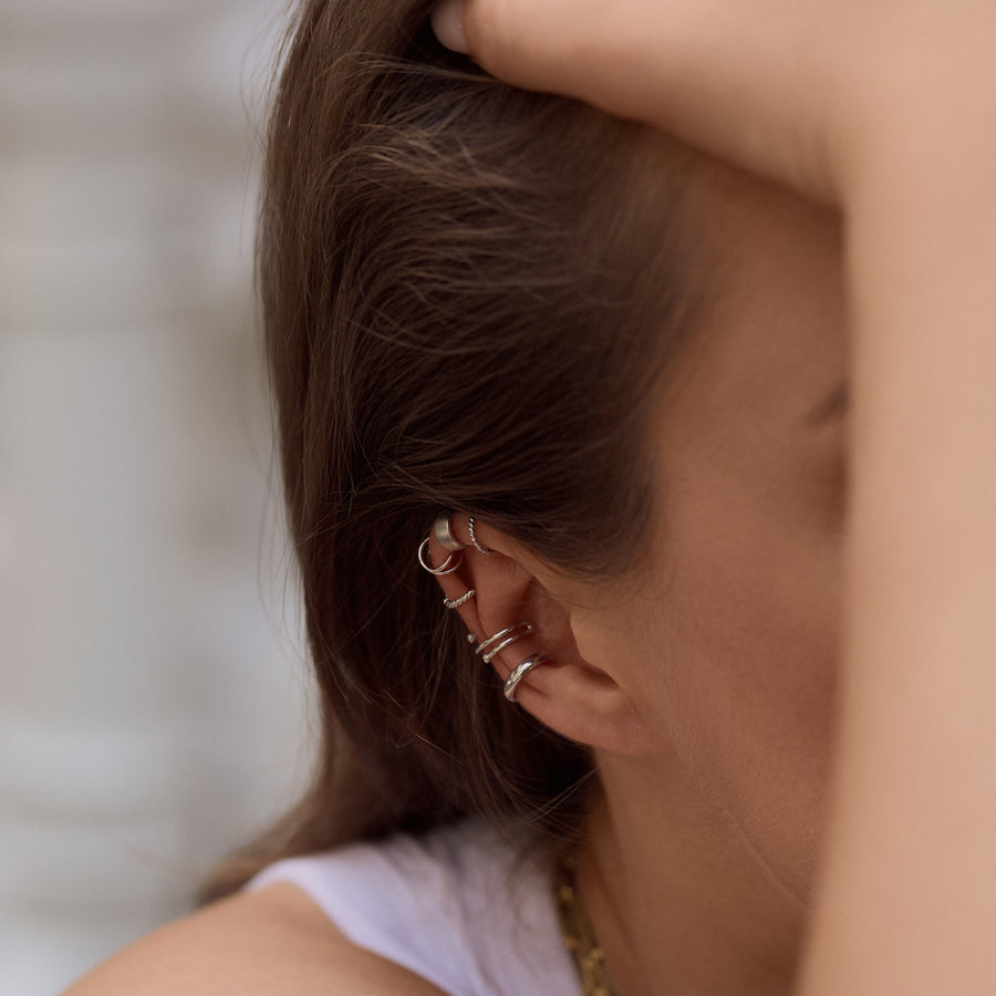 Sterling Silver Wide Matte Helix Cuff