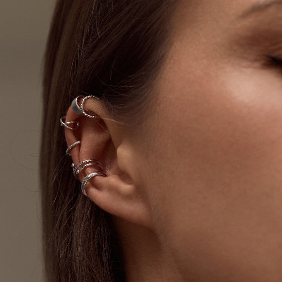 Sterling Silver Wide Matte Helix Cuff