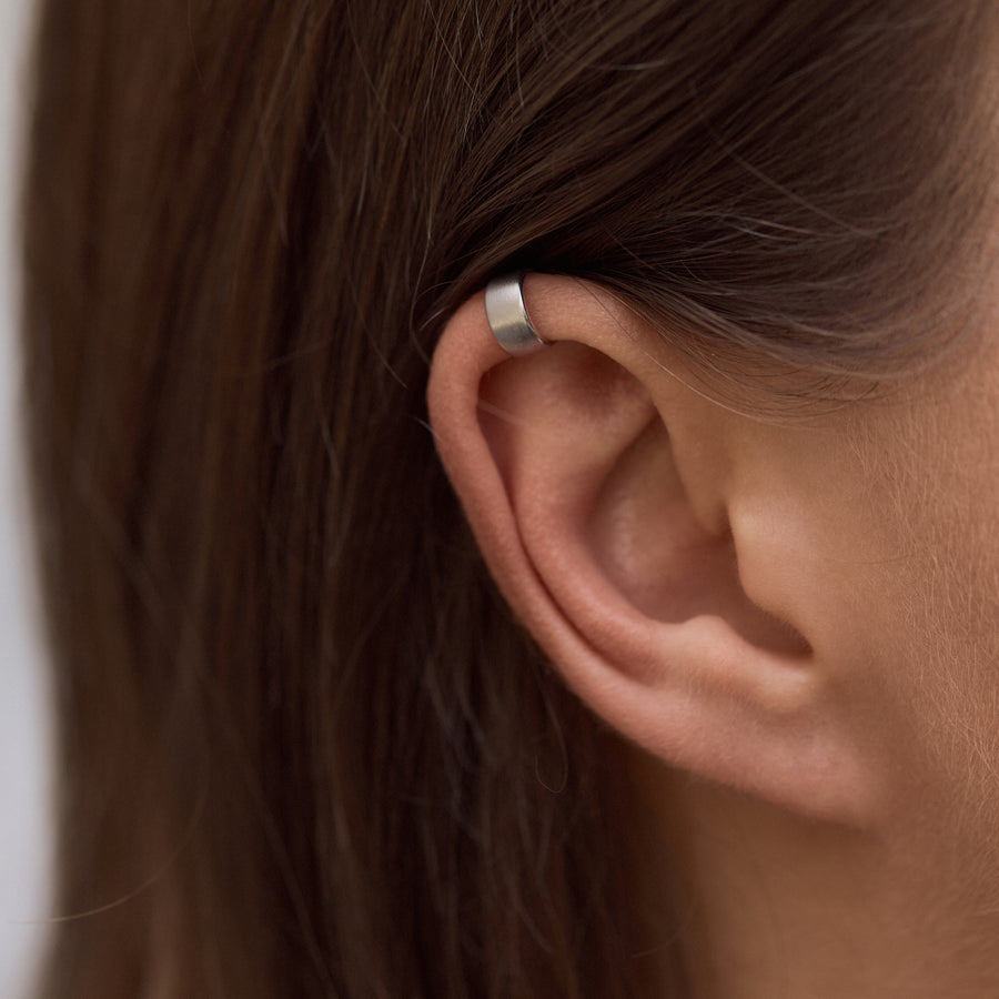 Sterling Silver Wide Matte Helix Cuff