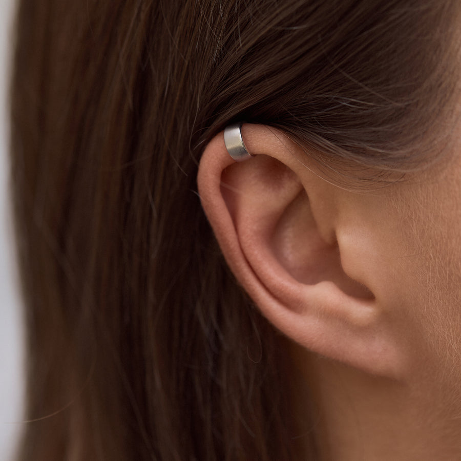 Sterling Silver Wide Matte Helix Cuff