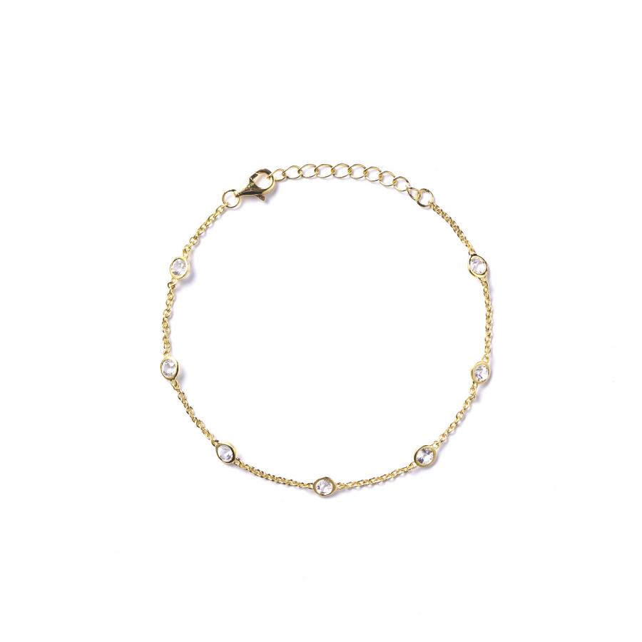 18K Gold Vermeil Bracelet with White Topaz