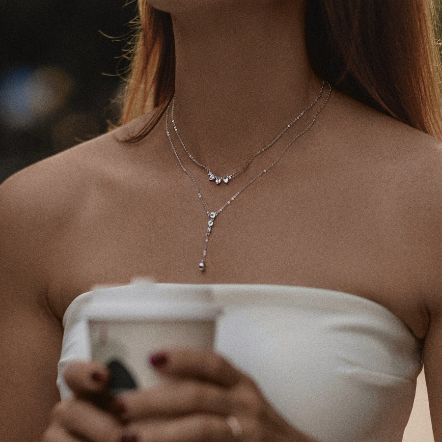 Sterling Silver Necklace with White Topaz